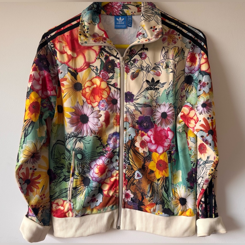 Adidas Women's Vibrant Floral Bomber Jacket Size L